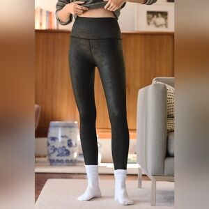 Anthropologie Beyond Yoga High Waisted Midi Leggings Leatherette Black Medium